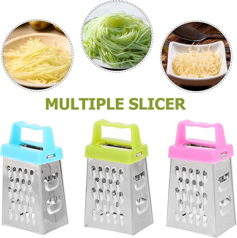 Mobestech 6Pcs Stainless Steel Grater Box Set Mini Cheese Fruit Vegetable Cutter With Plastic Handle - Image 4